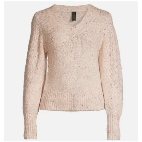 Magaschoni Pale Pink Confetti Speckle Chunky Wool Alpaca Blend Sweater Sz MED - Picture 16 of 16